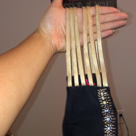 Gold & silver heeled strapless top - Picture 6 of 7